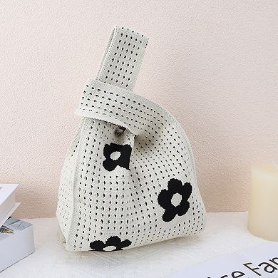 Openwork Flower Knitted Wrist Bag 1Pc