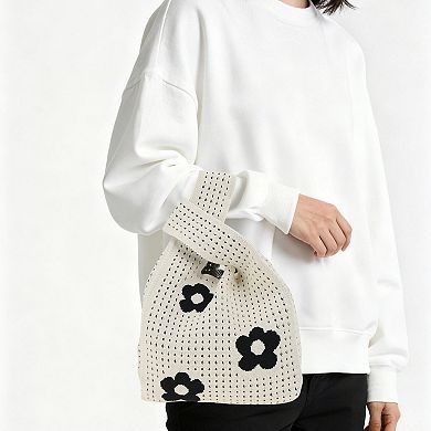 Openwork Flower Knitted Wrist Bag 1Pc