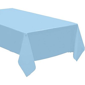 Light Blue Disposable Plastic Tablecloth, Waterproof, Rectangle, Durable