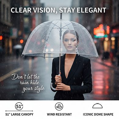 Clear Bubble Umbrella Adult, Dome Canopy Lightweight Windproof Rain Protection
