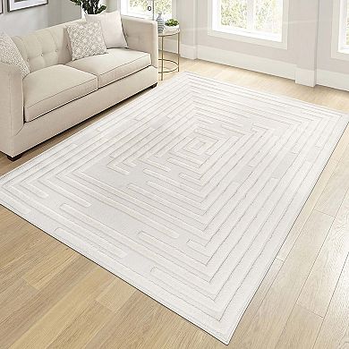 Geometric High-Low Area Rug - 5.3x7.6