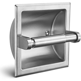 Square Recessed Toilet Tissue Holder 6x6, Brushed Nickel Stainless Steel Jumbo Roll