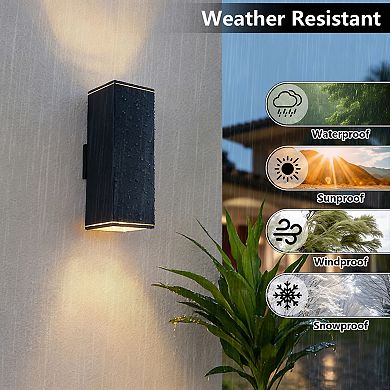 18" Modern Outdoor Wall Light (2-Pack) Matte Black Waterproof Fixture for Patio & Garage