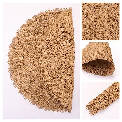 Rustic Placemats Set of 6 Round Woven Mats for Dining Table Decor Washable Table Mat 15x15 Inch