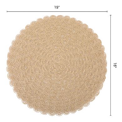 Rustic Placemats Set of 6 Round Woven Mats for Dining Table Decor Washable Table Mat 15x15 Inch