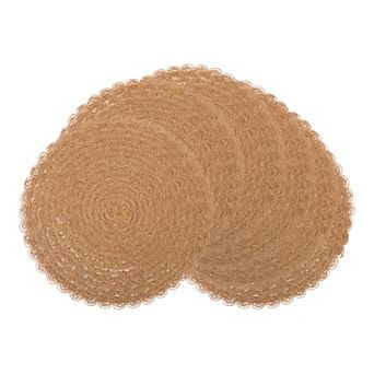 Rustic Placemats Set of 6 Round Woven Mats for Dining Table Decor Washable Table Mat 15x15 Inch