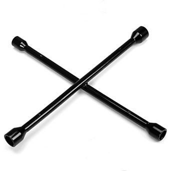 Black Professional 14" 4-Way Cross Lug Wrench, Universal Heavy Duty Tire Iron