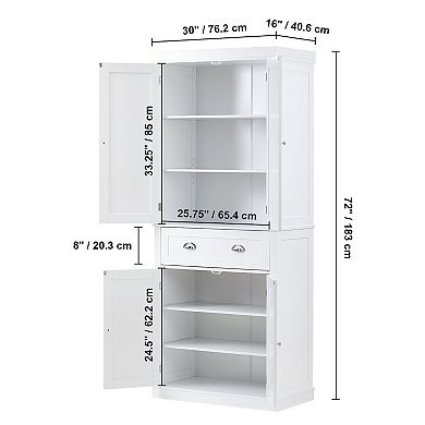 VEVOR 72" Kitchen Pantry Storage Cabinet with Doors, Drawer & Adjustable Shelves