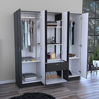 Mitu Six Doors Armoire, Seven Interior Shelves, One Drawer, Rod