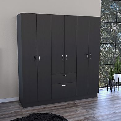 Mitu Six Doors Armoire, Seven Interior Shelves, One Drawer, Rod