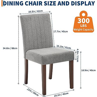 2-Piece Modern Linen Upholstered Dining Chairs