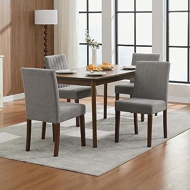 2-Piece Modern Linen Upholstered Dining Chairs