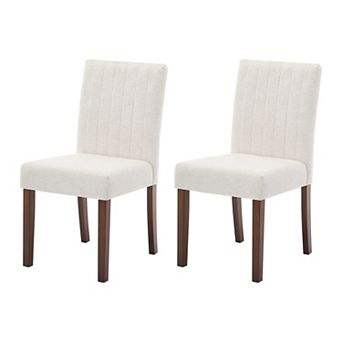 2 pc Modern Linen Upholstered Dining Chairs