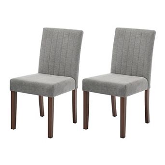 2 pc Modern Linen Upholstered Dining Chairs