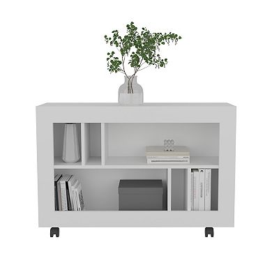 Joge 37,4" Wide Console Table Cart With Six Shelves, Casters, Entryway Table, Side Table.