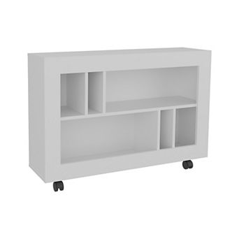Joge 37,4" Wide Console Table Cart With Six Shelves, Casters, Entryway Table, Side Table.