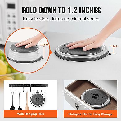 Collapsible Microwave Covers 2 Pack with Steam Vents and Easy Grip Handles