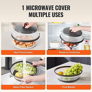 Collapsible Microwave Covers 2 Pack with Steam Vents and Easy Grip Handles