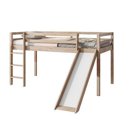 Whisen Twin Size Loft Bed with Slide, Ladder and Safety Guardrails