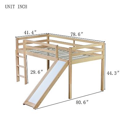 Whisen Twin Size Loft Bed with Slide, Ladder and Safety Guardrails