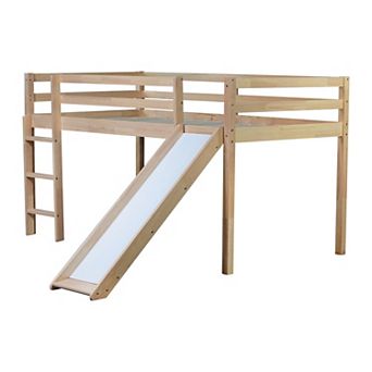 Whisen Twin Size Kids' Loft Bed with Slide, Ladder and Safety Guardrails