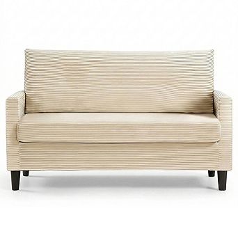 Maxspeed Loveseat Sofa Solid Wood Frame Corduroy Upholstery with Spring Cushion for Living Room