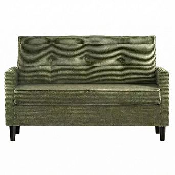 Maxspeed Loveseat Sofa Solid Wood Frame Corduroy Upholstery with Spring Cushion for Living Room
