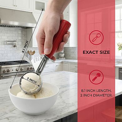 Ice Cream Scoop, 1 Pcs Stainless Steel Ice Cream Scooper, Ergonomic Handle 8.1x2Inch