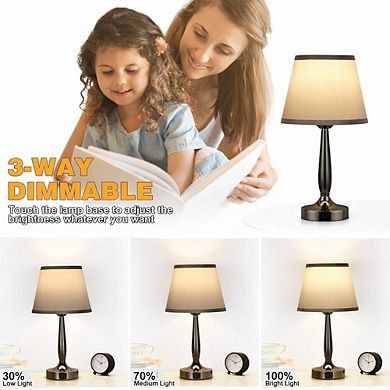 Touch Control Bedside Lamp with USB-C Port, 3-Level Dimmable Nightstand Lamp with LED