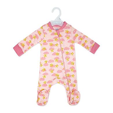 Baby Girls Pink Clouds and Let's Hug Zippered Footed Sleeper