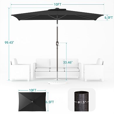 Sonkuki 10×6.5ft Rectangular Outdoor Patio Market Umbrella for Deck, Garden and Poolside