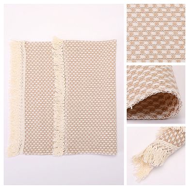 Rustic Placemats Set of 4 Polyester Mats with Tassels for Dining Table Washable Mat 17.7x11.8 Inch