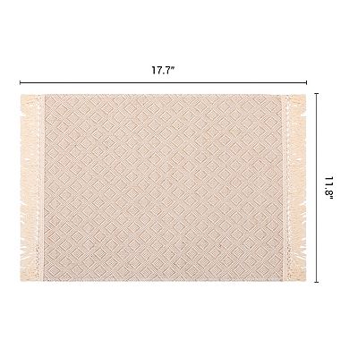 Rustic Placemats Set of 4 Polyester Mats with Tassels for Dining Table Washable Mat 17.7x11.8 Inch
