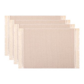 Rustic Placemats Set of 4 Polyester Mats with Tassels for Dining Table Washable Mat 17.7x11.8 Inch