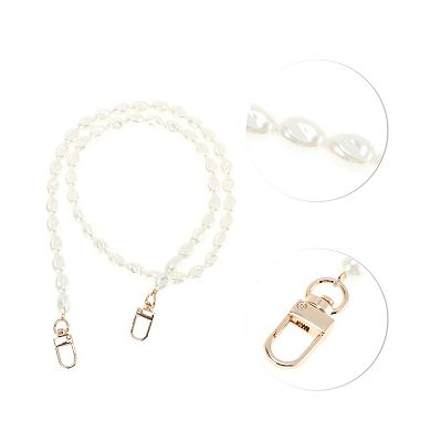 1 Pc Irregular Faux Pearl Handbag Strap White 31.5"