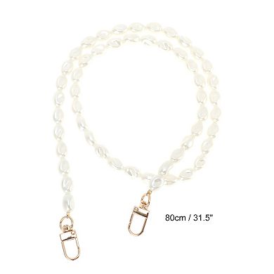 1 Pc Irregular Faux Pearl Handbag Strap White 31.5"