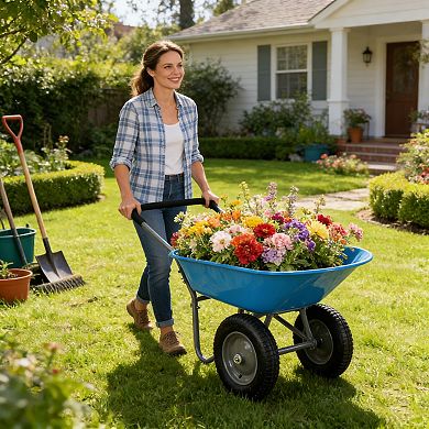 Two-Wheeled Garden Cart with 15" Pneumatic Tires