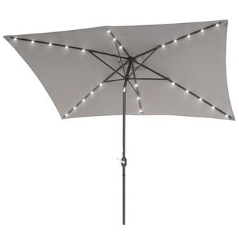Sonkuki 10 ×6.5ft LED Rectangular Outdoor Patio Market Umbrella for Deck, Garden and Poolside