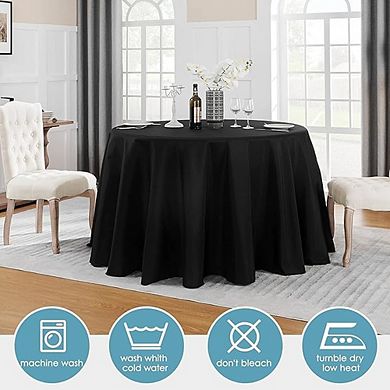 Round Polyester Tablecloth, Stain-Resistant, Wrinkle-Resistant, Durable