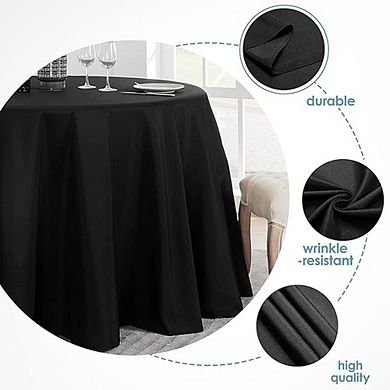 Round Polyester Tablecloth, Stain-Resistant, Wrinkle-Resistant, Durable