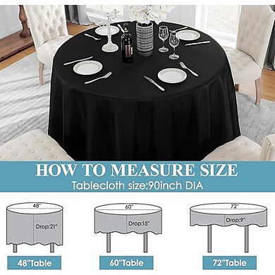 Round Polyester Tablecloth, Stain-Resistant, Wrinkle-Resistant, Durable