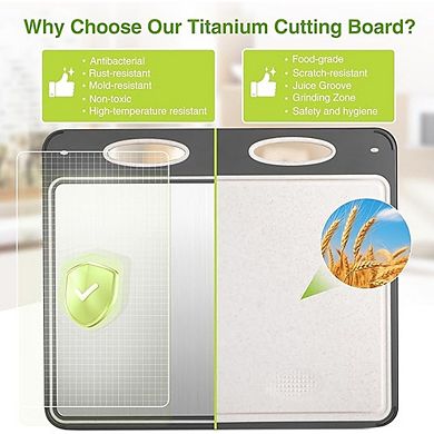 Titanium Cutting Board Set Double Sided for Meat Fish Fruits Vegetables