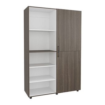 Eco High Two Door Freestanding Armoire With Hanging Rod And Interior Shelves, Compact Bedroom.
