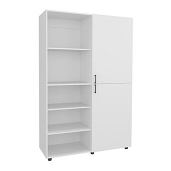 Eco High Two Door Freestanding Armoire With Hanging Rod And Interior Shelves, Compact Bedroom.