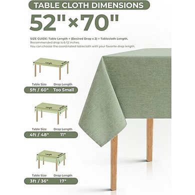Faux Linen Rectangle Tablecloth, Waterproof, Washable, Durable