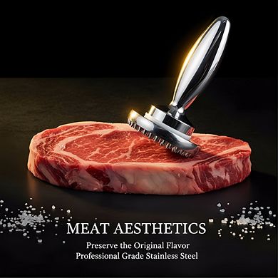 Heavy Duty Reversible Meat Tenderizer, Dual-Sided Pounder Mallet for Marinade Prep
