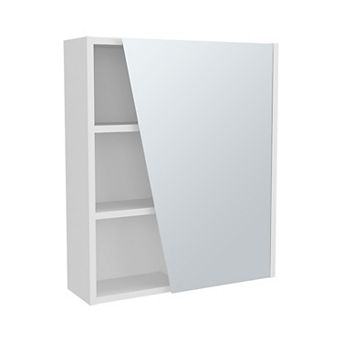 Quintana Wall-Mounted Mirror Medicine Cabinet With One Door And Four Open Compartments