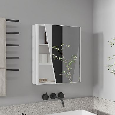 Quintana Wall-Mounted Mirror Medicine Cabinet With One Door And Four Open Compartments