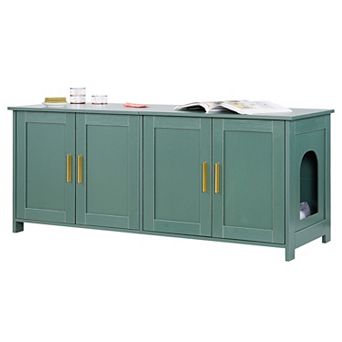 VEVOR Cat Litter Box Enclosure for Multi Cats, Hidden Litter Box Cabinet with 4 Doors & 2 Entries