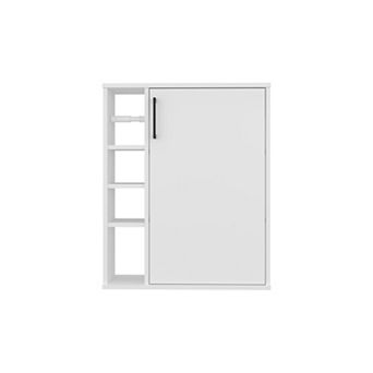 Meller Wall-Mounted Medicine Cabinet With One Door And 3 Open Shelves.